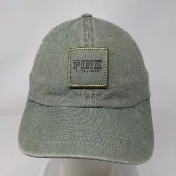 PINK Victoria's Secret Slideback Hat Green One Size Adjustable 6 Panel Cotton - Picture 2 of 9